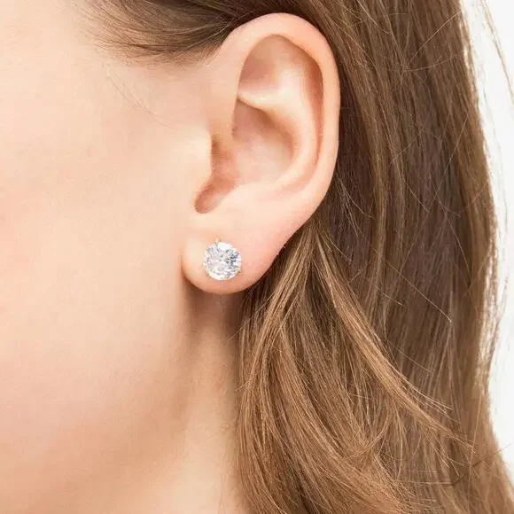 Kate Spade Brilliant Statements Tri prong Stud Earrings Clear Gold - Picture 6 of 6